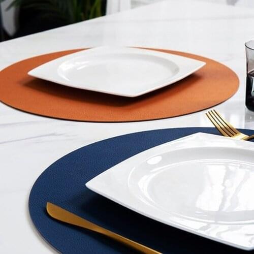 Insulation Oilproof Leather Placemat Western Food Mat Dining Tableware Table Mat Pads Bowl Cup Coaster Kitchen Accessorie