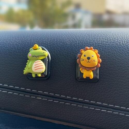 2pcs Creative Cartoon Animal Mini Car Hooks Cute Bowknot Car Mounted Hook Storage For Groceries Bag Home Wall Hanging Decoration