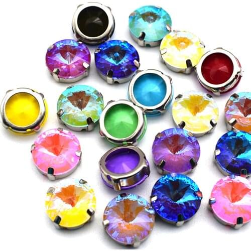 Top Sale Silver Claw Mocha Fluorescence Round Sew On Rhinestones K9 Glass Crystal Stone DIY Jewelry Accessories