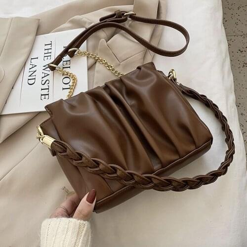 New Folds Design Small PU Leather Bags for Women 2020 Braided Shoulder Strap Crossbody Shoulder Handbags Travel Chain Hand Bag