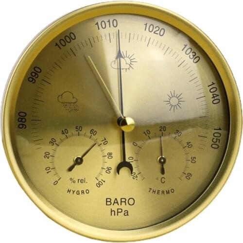 Metal 3 in 1 Barometer Weather Station for Indoor and Outdoor Use Barometer Thermometer Hygrometer with Stainless Steel Frame