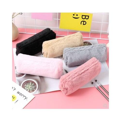 Adorable Pencil Case Soft Felt Plush Kawaii Pencil Bag Concise PersonalityGift Stationery School Office Supplies