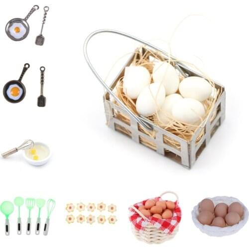 1:12 Mini Egg With Egg Nest Scale Dollhouse Miniature Accessories Kitchen fried eggs pot For Doll House Cooking Game