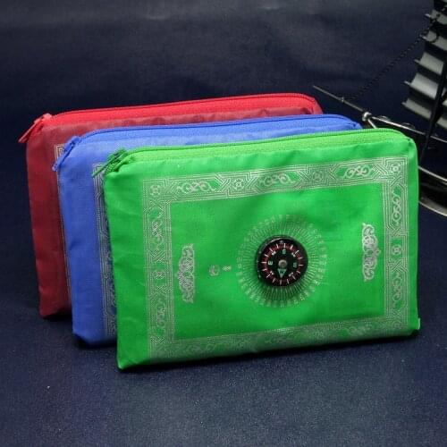 100x60cm Easy Carry Muslim Prayer Rug Mat Islamic For Pocket Folding Blanket with for Compass