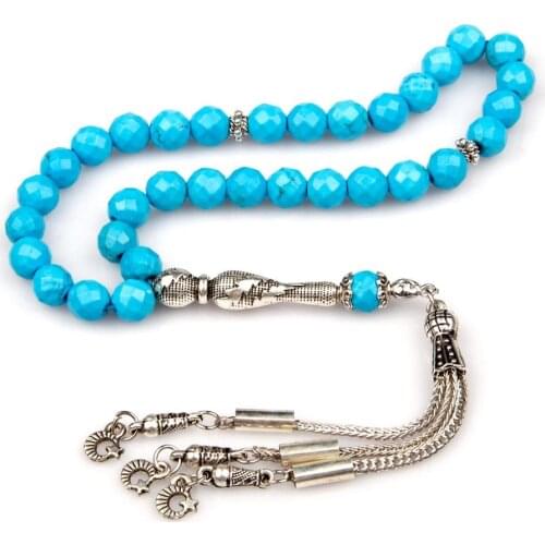 Natural Stone Rosary 8 mm Faceted Sphere Cut Mens Accessory Brings Luck