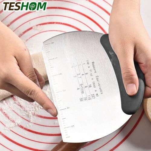 Stainless Steel Dough Scrapers Cream Smooth Cake Spatula Baking Scraper Kitchen Scrapers for Pizza Dough Pastry Cake