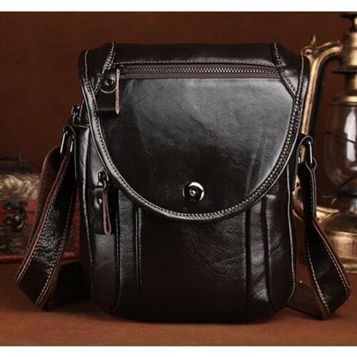 New Men Bag High Quality Crossbody Genuine Cowhide Leather Retro Business Shoulder Bag Famous Brand Men Bags