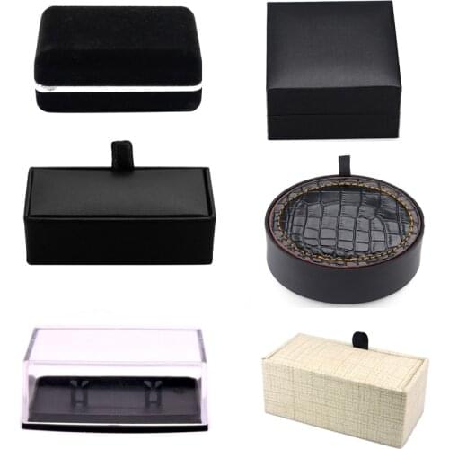 New Black white fashion mens shirts Cufflinks box wedding suit tie clip box business high-grade tie clip Cufflinks box set