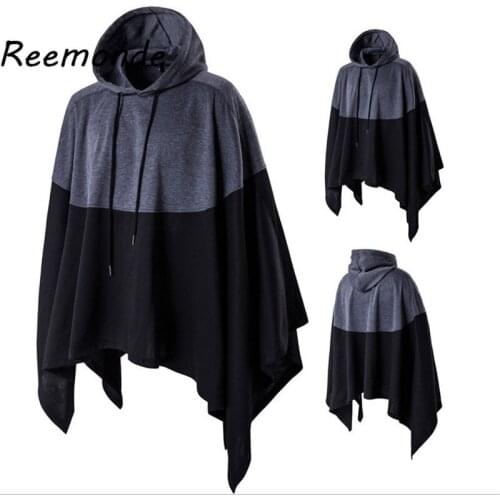New Autumn Winter Mens Cloak Coat Hoodie Sweatshirt Vintage Gothic Tops Adult Unisex Hoodies Plus Size