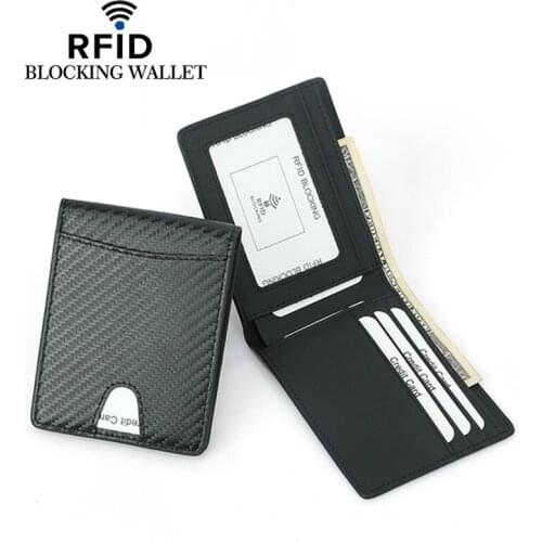 New Carbon Fiber Slim Credit Card Holder Thin RFID Wallets Pu Leather Driver License Cover Holder For Men Card Wallet