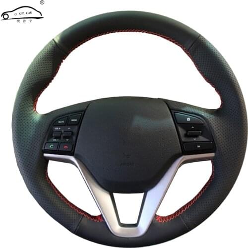 Genuine Leather car steering wheel Cover for Hyundai Tucson 2015 2016/dedicated Steering-Wheel Handlebar Braid