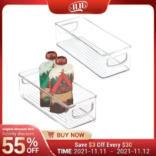 Refrigerator Organizer Bins Stackable Fridge Organizers Pantry Cutout Handle Clear Plastic Food Storage Bin Rack Dropshipping