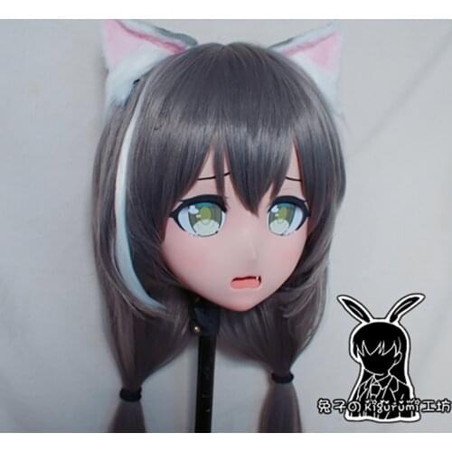 RB6512)Quality Handmade Female Resin Cosplay Japanese Role Anime Kyaru Kigurumi Crossdress Doll Transgender Mask
