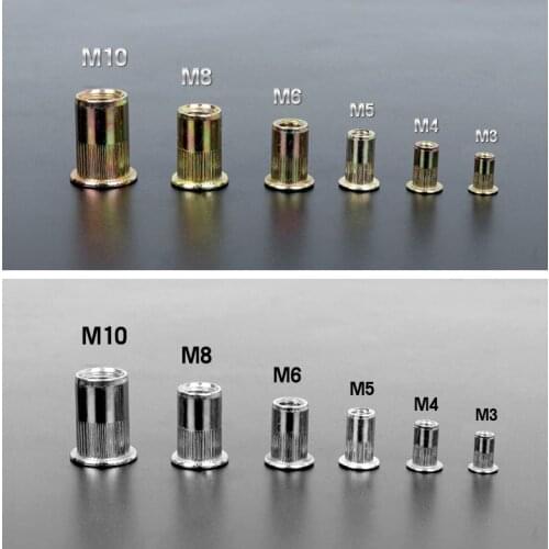 30Pcs M3 M4 M5 M6 M8 M10 zinc / stainless steel Flat Head Rivet Nuts Rivet Insert Nutsert Cap