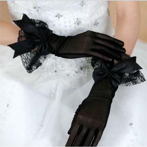 Sexy Wrist Length Women Lace Bride Gloves Black Lace Hand Gloves Mittens for Party Sun Protection Wedding Accessories Gloves