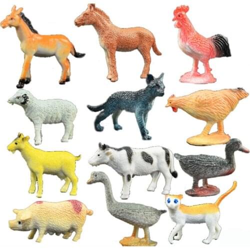 12pcs/set Chicken/Duck Model Action Figure Poultry Animal Action Figures Collection Small Size PVC Children Cognitive Toys