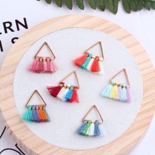 4pcs Diy Jewelry Accessories Handmade multi-colored Triangle Tassel Pendant Pendant Earrings Material