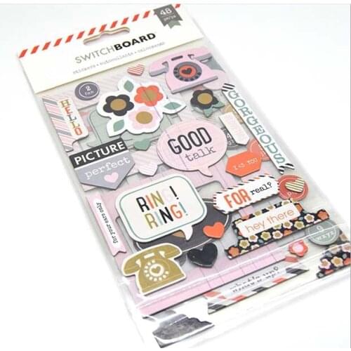 48pcs message Cardstock Die Cut Stickers for Scrapbooking Happy Planner/Card Making/Journaling Project Craft