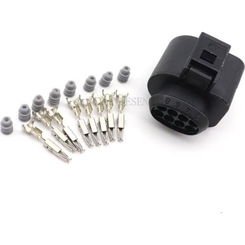 5Set 8P Female Waterproof Connector 0.5-0.8mm2 1.5 Automotive Water Temperature ABS Sensor Plug for VW Car Black DJ7082A-1.5
