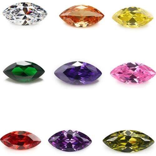 50pcs 1.5x3~10x20mm AAAAA Marquise Shape Golden Yellow , Voilet,Olive , Purple, Black, Pink Cubic Zirconia Stone Loose cz gems