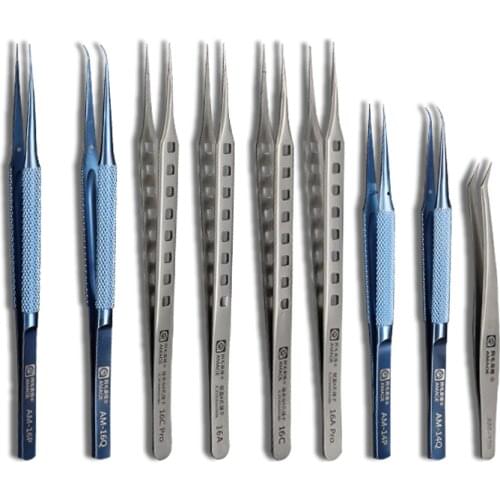 Amao Higher Quality Tweezers Set Stainless Steel Precision Straight Curved for Motherboard Fingerprint Repair