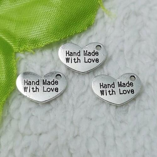 Free Ship 300 pcs Antique silver heart charms pendant 15x10mm