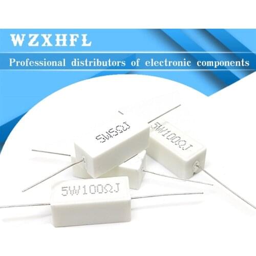 10pcs 5W 5% Cement Resistor Power Resistance 0.1 ~ 10K 0.1R 0.5R 1R 10R 100R 0.22 0.33 0.5 1 2 5 8 10 15 20 25 30 100 1K 10K ohm
