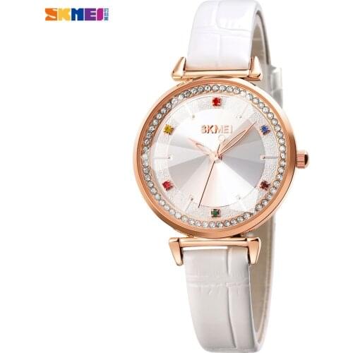 SKMEI 1780 Top Brand Luxury 2021 Genuine Leather Women Watch Elegant Ladies Quartz Wristwatches Relogio Feminino Female Clock