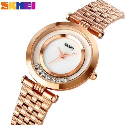 Top Luxury Women Watches Fashion Diamond Ladies Stainless Steel Rhinestone Female Quartz Watch SKMEI Womens Wristwatches