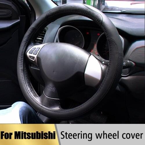 Leather Car Styling Steering Wheel Cover For Mitsubishi Outlander 2016 ASX Lancer EX 10 L200 Colt Pajero Sport Auto accessories
