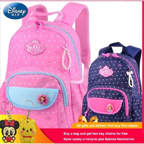 Disney Sophia Princess Children Backpack High Quality School Bag for Girls Cartoon Schoolbag Ultralight Kids Satchel Grade 1-3