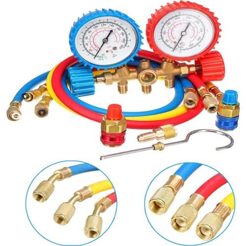 For R134A R12 R22 R502 Refrigerant Air Conditioning Portable Manifold Gauge Set Lightweight Test Diagnostic Repair Tools Kit