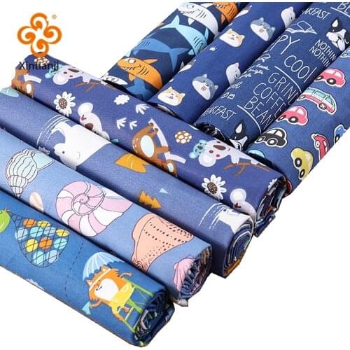Printed Boy‘s ’Blue Cotton Patchwork Sewing Fabric For Handmade Craft Cloth Material Suppliers Wholesale 1 Yards TJ1161