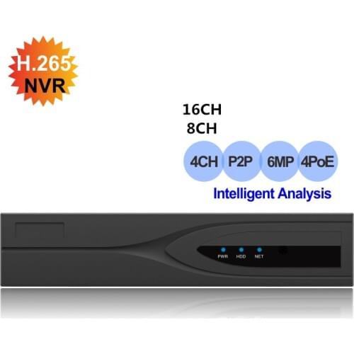 H.265 HD 6mp intelligent network video recorder POE NVR 4K HDMI 1080P VGA face detection perimeter detection P2P 29 languages