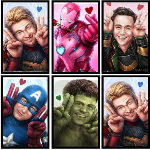 Childrens Room Interesting Thor Iron Man Captain America Marvel Paintings Avengers Hotel Hotel Living Room Decoration Paintings