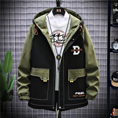 Jacket Men 2021 Print Hooded Fashion Jacket Korea Version Loose Spring Autumn Jacket Popular Logo Casual Jacket Men