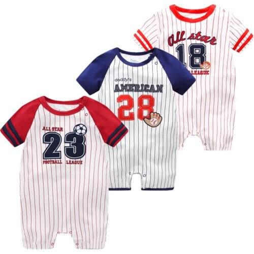 Summer 2019 sport baby boy clothes new born - 24M summer jumpsuit for babies suit number cute boys romper , baby boy clothing