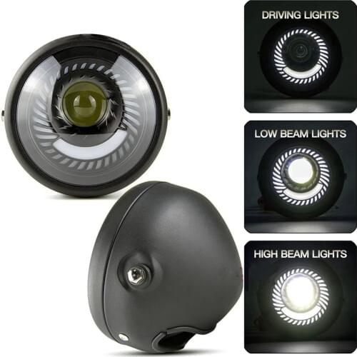 Motorcycle Headlight LED Turn Signal Light Bulb Headlight 6.5Inch Universal for Honda Kawasaki Yamaha Cafe Race