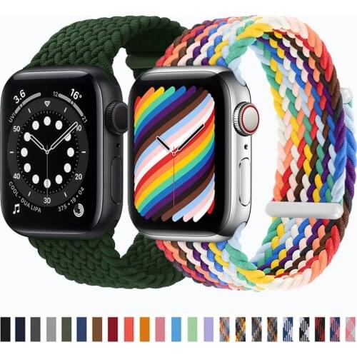 Nylon Braided Solo Loop fabric Strap For Apple Watch band 44mm 40mm 38mm 42mm Elastic Bracelet for iWatch Series 6 SE 5 4 3