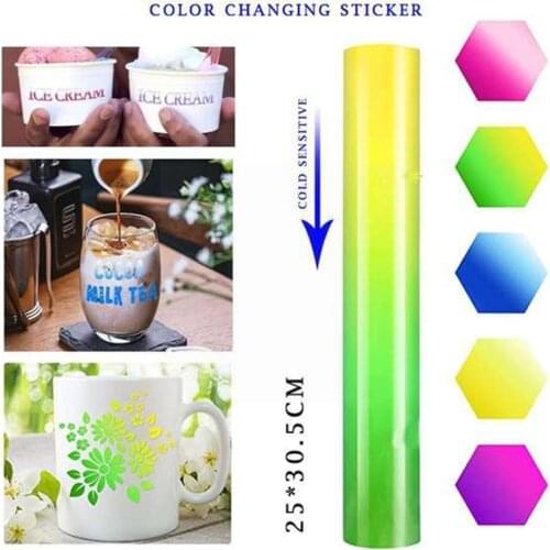 Low Temperature Change Color Stickers Decals Self-adhesive Car Vinyl Lettering Cup/window/mug Styling For Water Film Paper W3H1