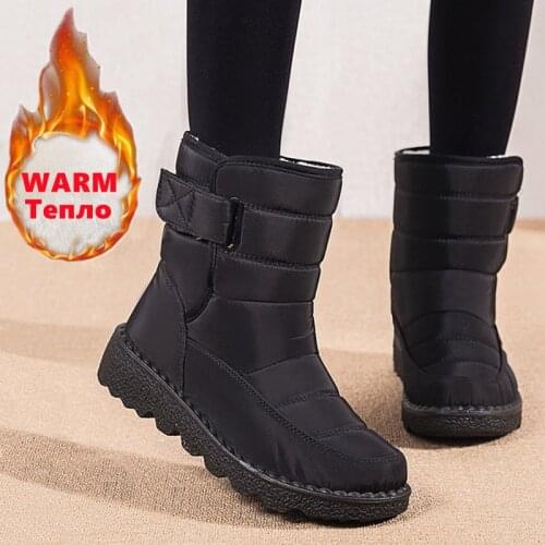 2021 new women boots winter boots snow boots waterproof winter shoes fabric ankle warm high heels women boots mujer boots