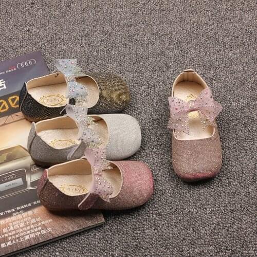2021 Spring and Autumn New Childrens Casual Single Shoes Girls Non-slip Sequined Soft Sole Dance Shoes Baby Toddler Shoes Chic