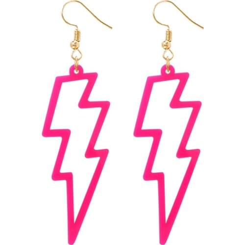 New Design Hyperbole Lightning Flash Drop Earrings Neon Fluorescence Resin Punk Style Geometric Jewelry For Women Gift