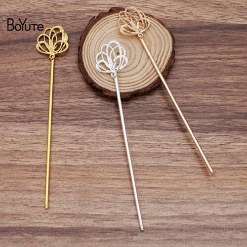 BoYuTe Wholesale (20 Pieces/Lot) 24*26MM Metal Alloy Flower Hair Stick Vintage Diy Hand Made Hair Accessories