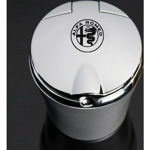 For Alfa Romeo 2015 16 2018 Car Logo Ashtray With LED Light Car Ashtray Trash Box Creative Personality Ashtray Car Sign Ashtray