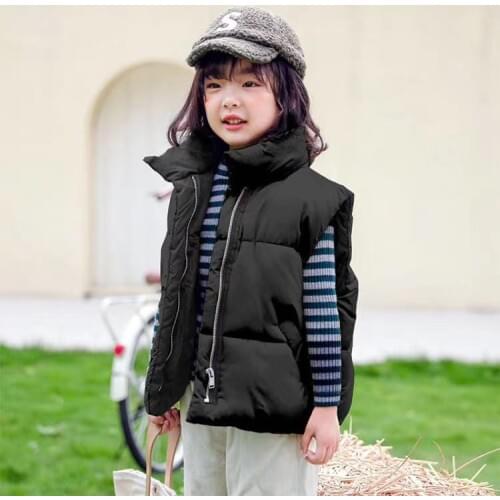 Baby Boys Girls Down Vest Winter Thicken Warm Waistcoat High Collar Toddler Casual Tops Clothes Solid Kids Outwear Vests 3-12T