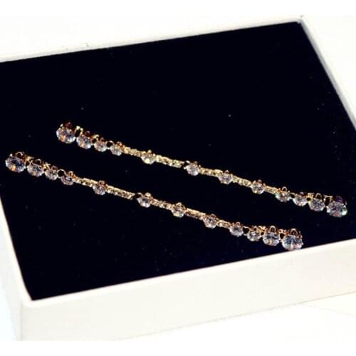 Charmwin Exaggerated Circle Long Earrings For Women New Korean Fashion Rhinestone Dangle Earrings Jewelry PLE1263