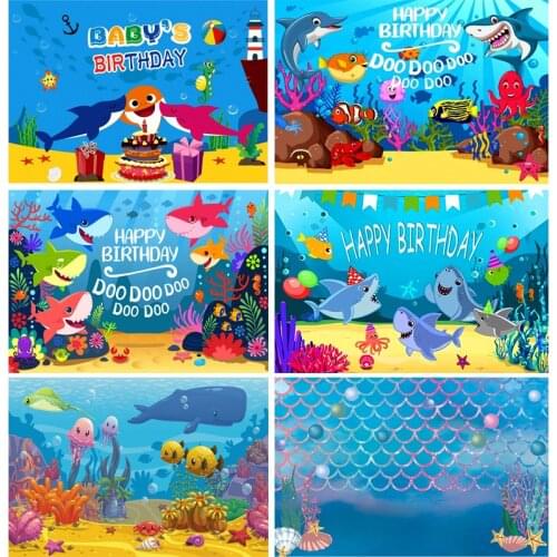 SHENGYONGBAO Underwater World Cute Shark Photography Background Baby Birthday Backdrop For Photo Studio Shoot Props 210519-B1