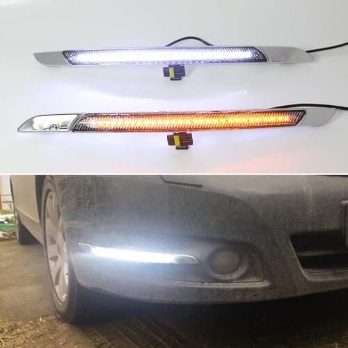 LED DRL Daylights For Nissan Teana J32 2008 2009 2010 2011 2012 2013 Yellow Turn Signal Daytime Running Headlamps Driving Lamp