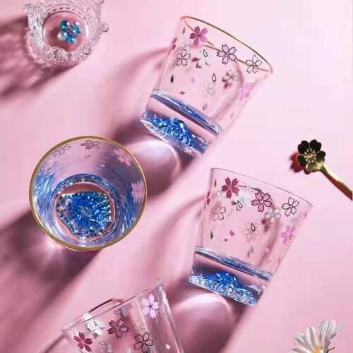 Japanese Sakura Volcano Cup Mount Fuji Cup Wine Glass Household Clear Glass Cold Drink Juice Milk Cups